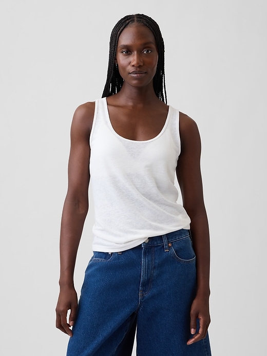 Image number 1 showing, Linen-Blend Tank Top