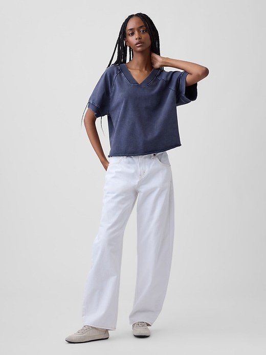 Image number 2 showing, French Terry Oversized V-Neck Sweatshirt