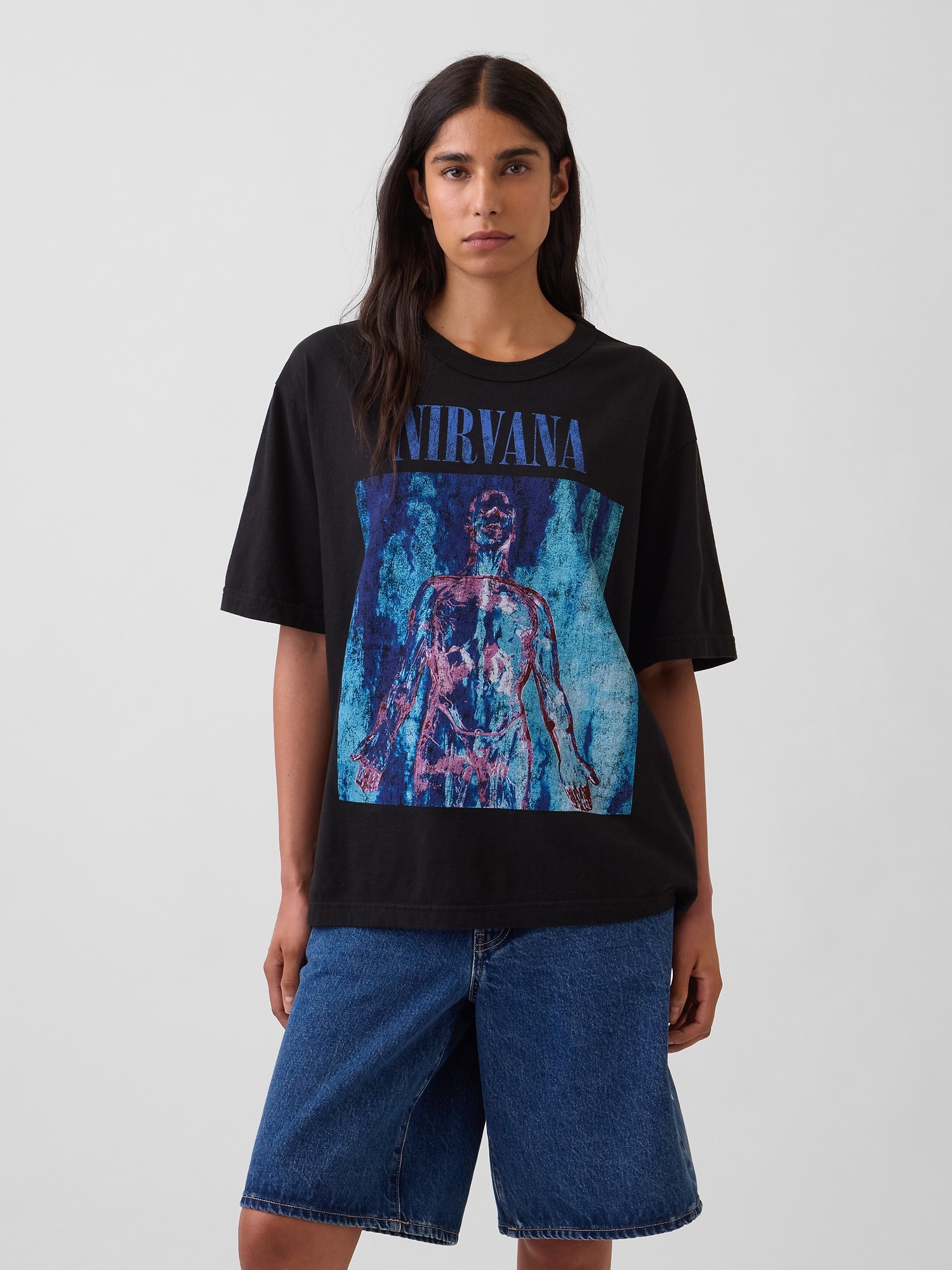 Мужские футболки Gap Nirvana Heavyweight Crop Graphic T-Shirt — фото 4