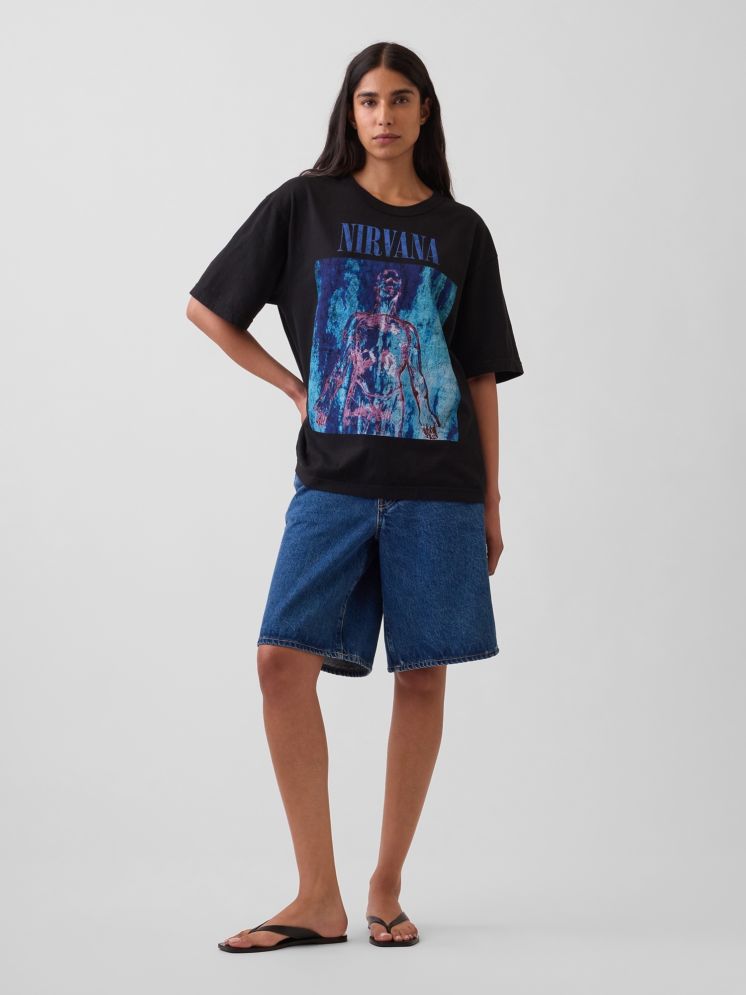 Мужские футболки Gap Nirvana Heavyweight Crop Graphic T-Shirt — фото 5