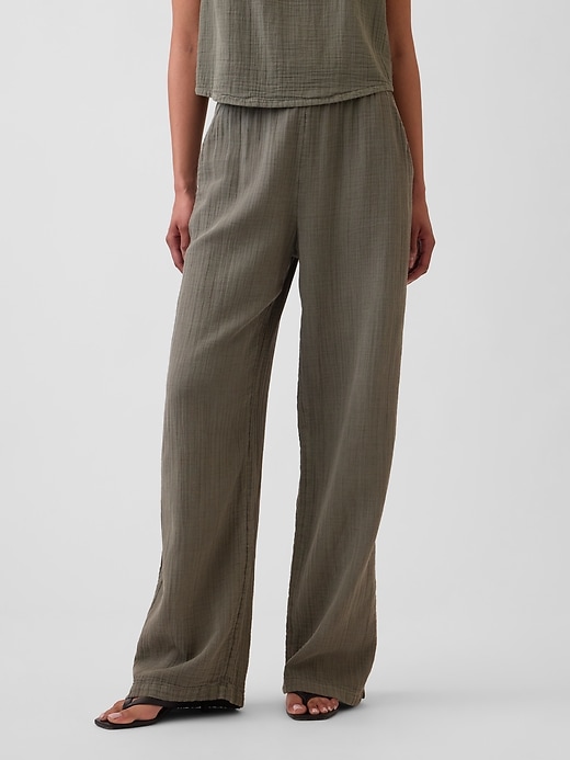 Image number 2 showing, Cotton Gauze Easy Split-Hem Pants
