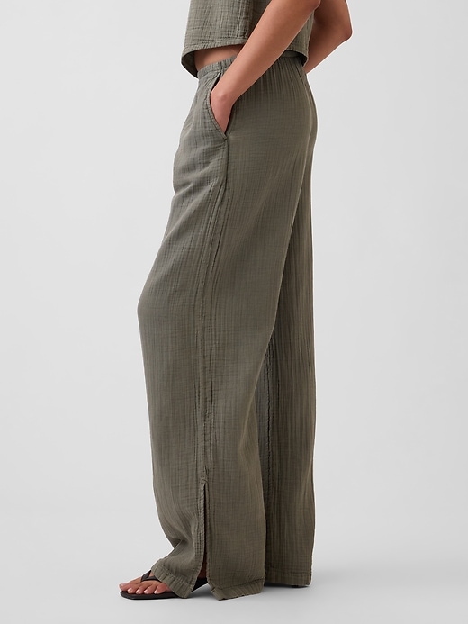 Image number 3 showing, Cotton Gauze Easy Split-Hem Pants