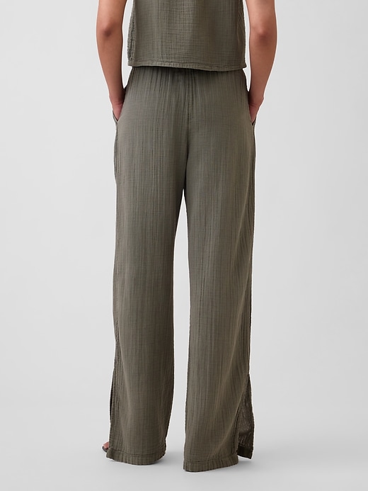 Image number 4 showing, Cotton Gauze Easy Split-Hem Pants