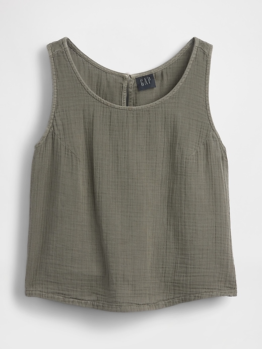 Image number 5 showing, Cotton Gauze Racer Shell Tank Top