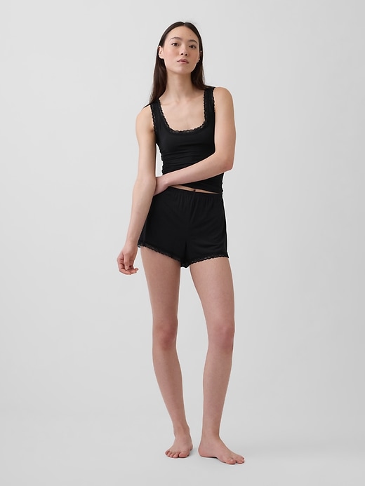 Image number 1 showing, Softest Modal Lace-Trim PJ Shorts