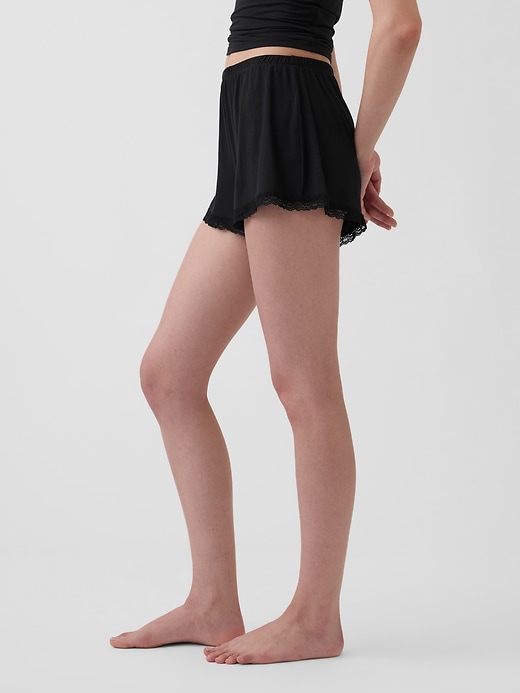 Image number 3 showing, Softest Modal Lace-Trim PJ Shorts