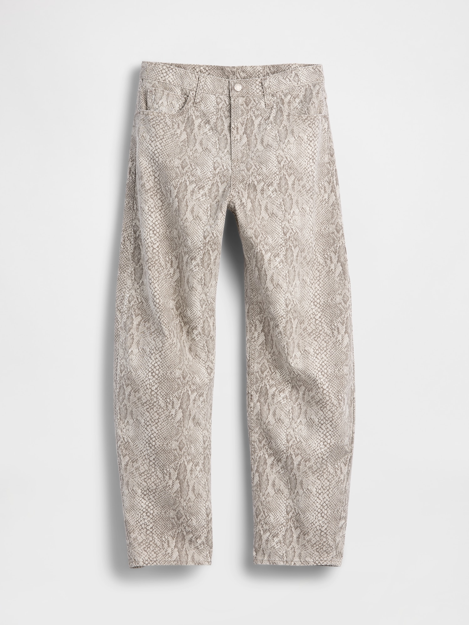 High Rise Snake Print Barrel Jeans