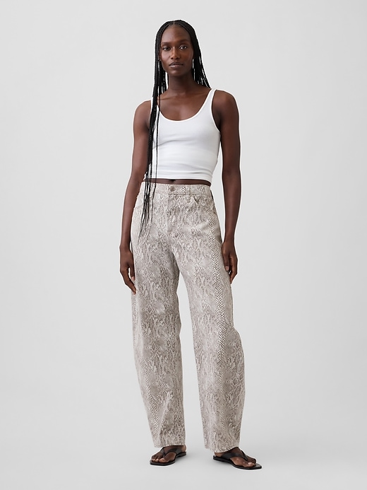 Image number 1 showing, High Rise Snake Print Barrel Jeans