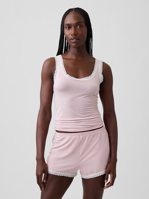 SoftMade Modal Lace-Trim PJ Tank Top