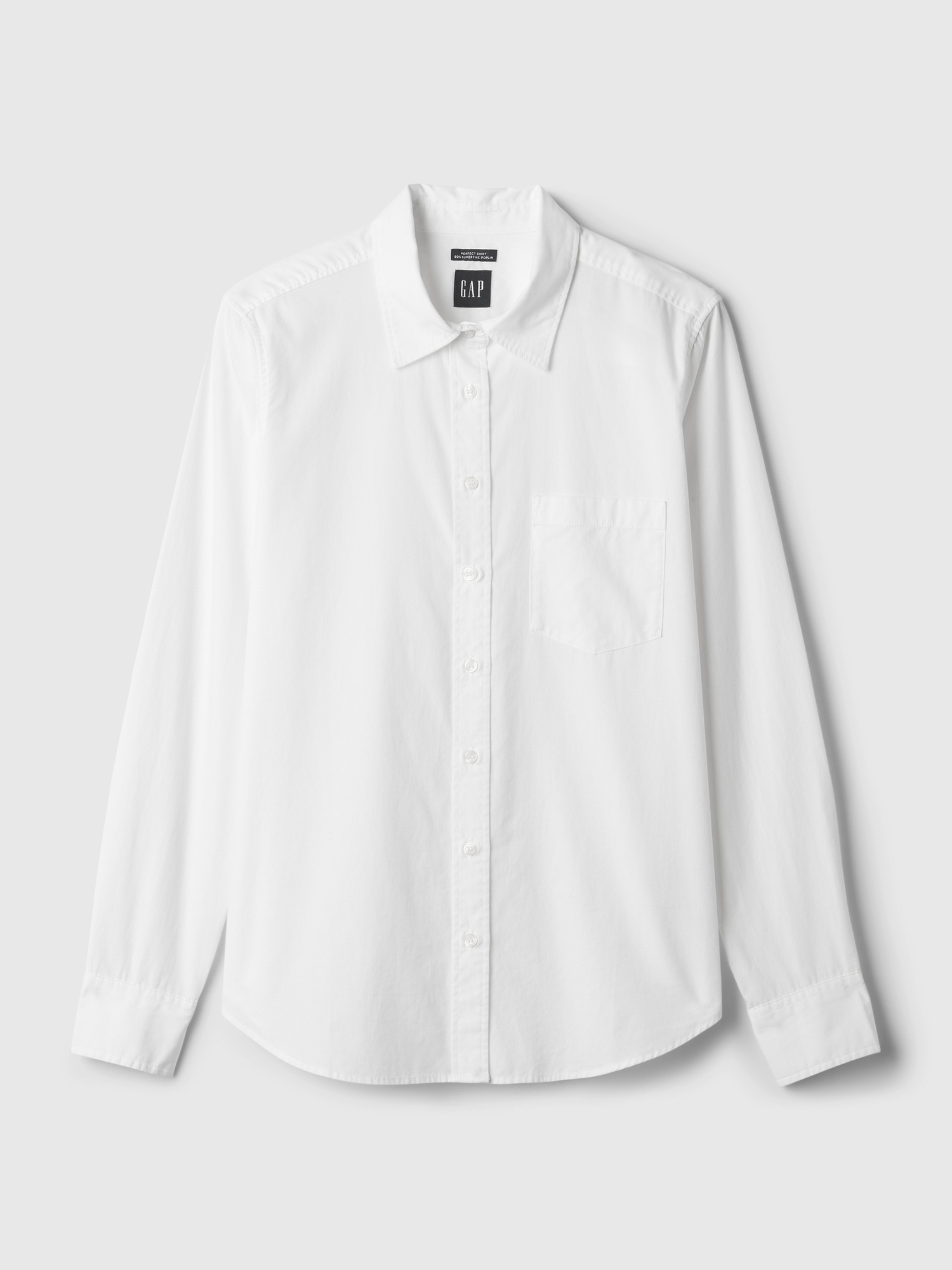 Женская рубашка Gap Organic Cotton Poplin Classic, цвет: Молочный белый — фото 6