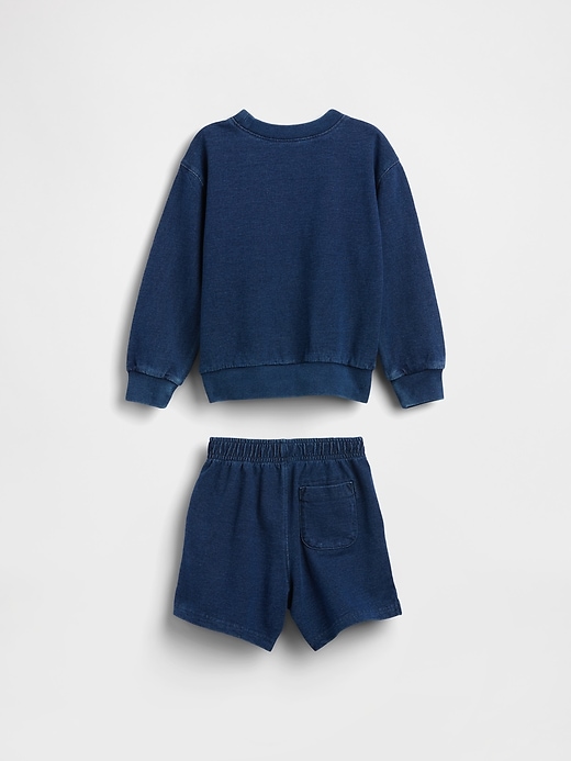 Image number 2 showing, Baby & Toddler Indigo Terry Outfit Set