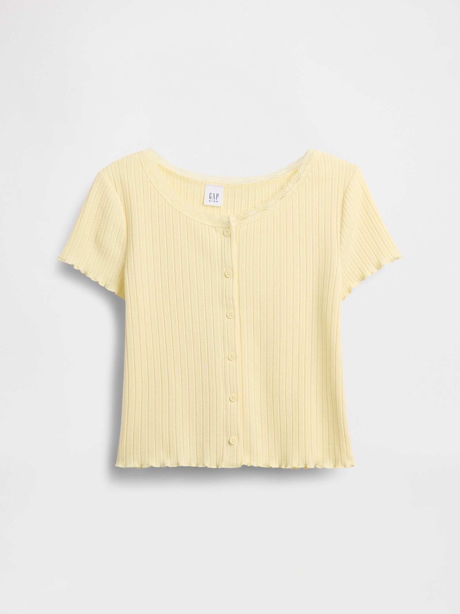 Детская футболка Gap Pointelle Rib Button-Front, цвет: Жёлтый — фото 2