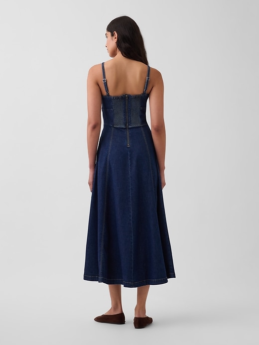 Image number 2 showing, Denim Seamed Corset Maxi Dress