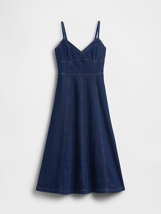 Image number 5 showing, Denim Seamed Corset Maxi Dress