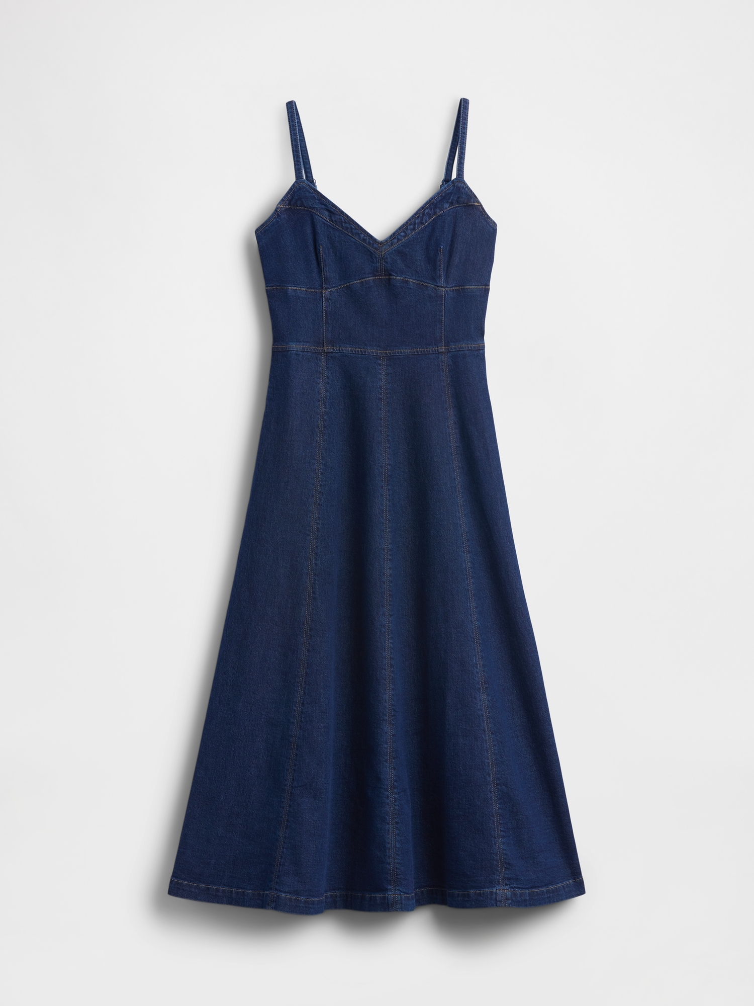 Женское платье Gap Denim Seamed Corset Maxi, цвет: Тёмная варка — фото 3