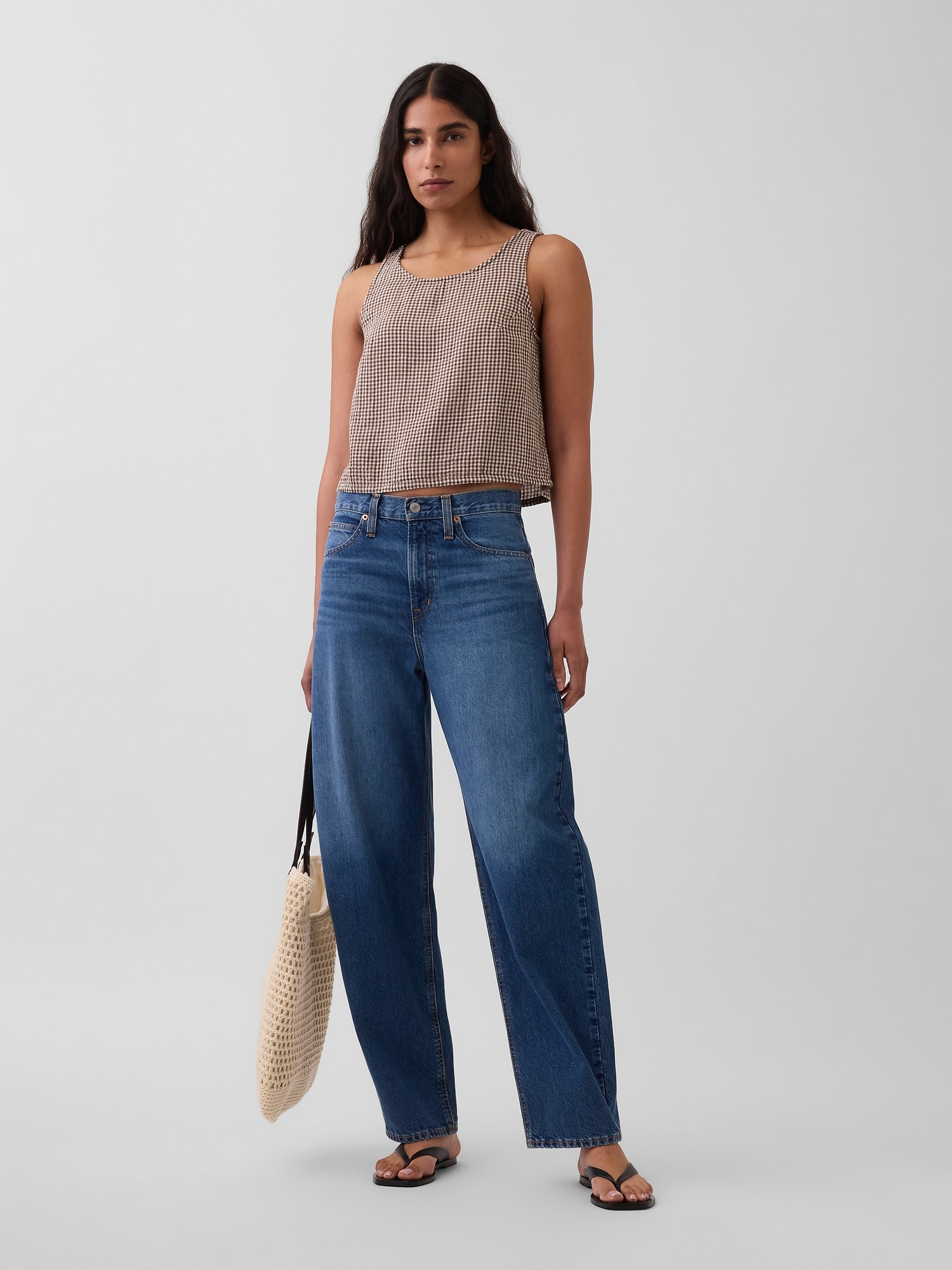 トップス Goo Cotton Gauze Racer Shell Tank Top | Gap