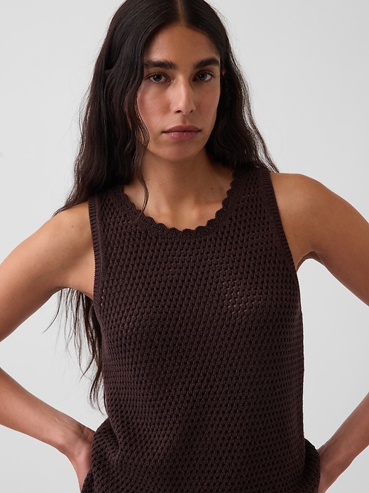 Image number 4 showing, 100% Cotton Crochet Tank Top