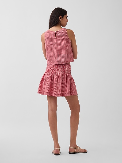 Image number 2 showing, Cotton Gauze Smocked Waist Mini Skort