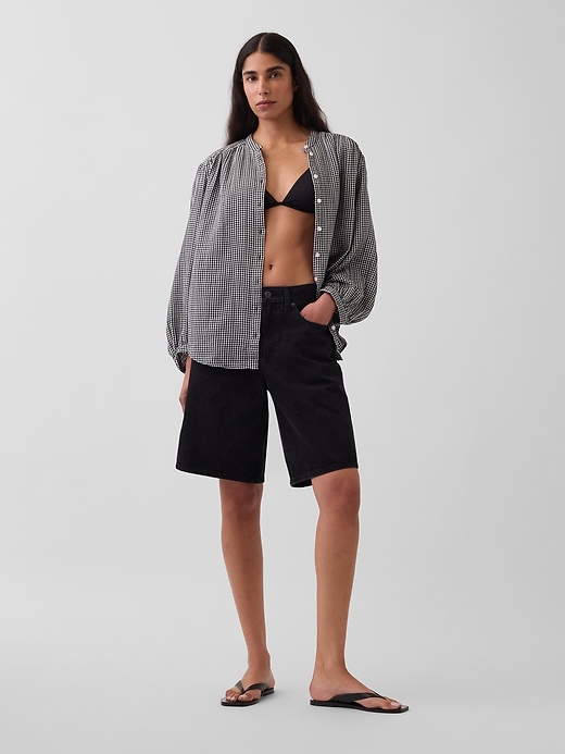 Image number 2 showing, Cotton Gauze Oversized Collarless Shirt