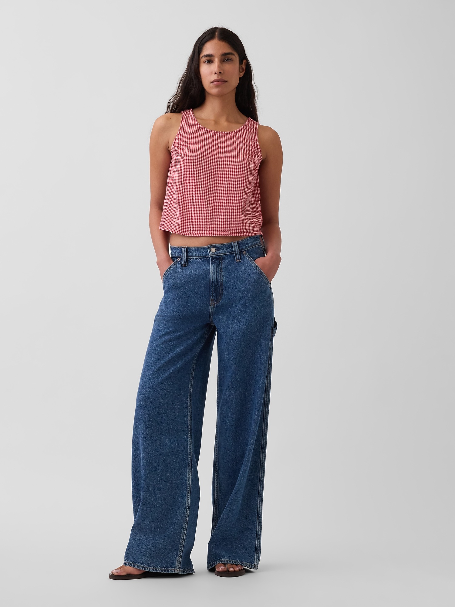 Cotton Gauze Racer Shell Tank Top | Gap