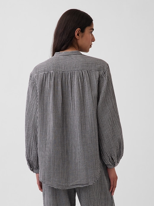 Image number 3 showing, Cotton Gauze Oversized Collarless Shirt