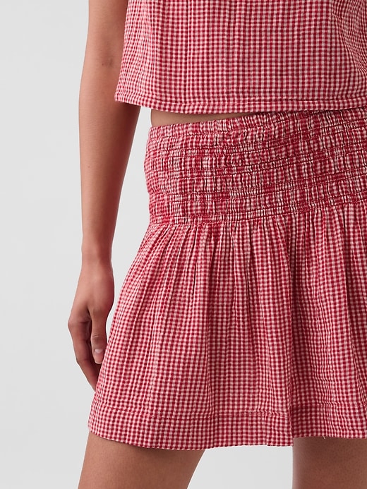 Image number 4 showing, Cotton Gauze Smocked Waist Mini Skort