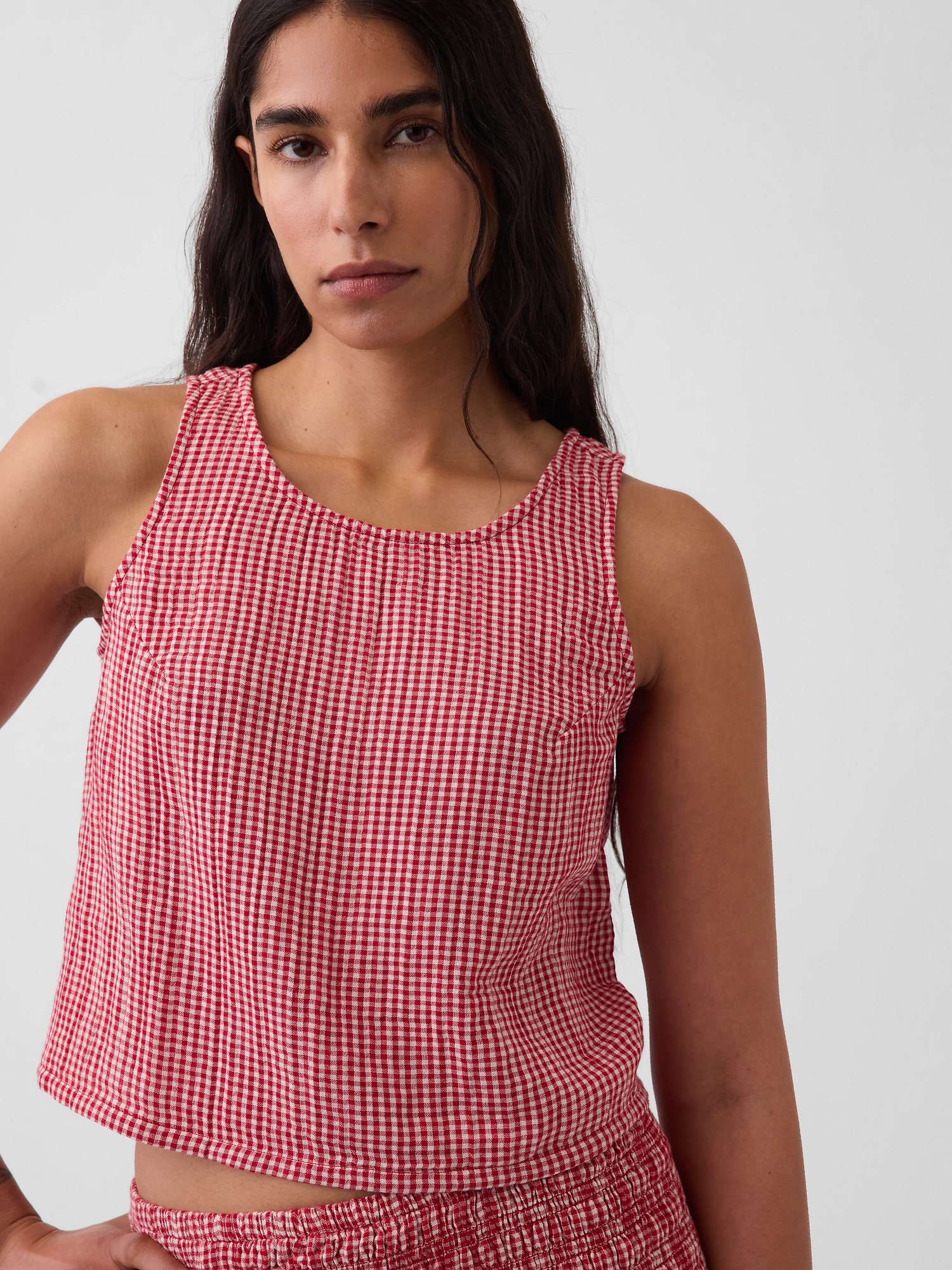 Cotton Gauze Racer Shell Tank Top | Gap