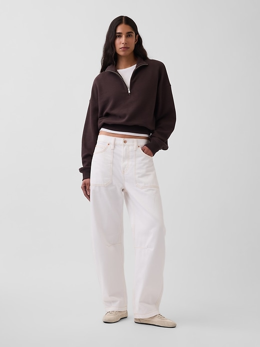 Image number 2 showing, Textured Cotton Oversized Half-Zip Pullover