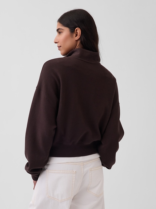 Image number 3 showing, Textured Cotton Oversized Half-Zip Pullover