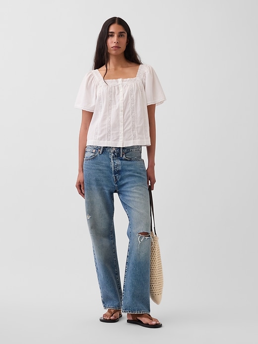 Image number 2 showing, Lace-Trim Square-Neck Swing Top