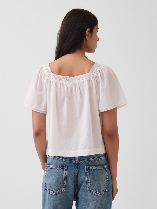 Image number 3 showing, Lace-Trim Square-Neck Swing Top