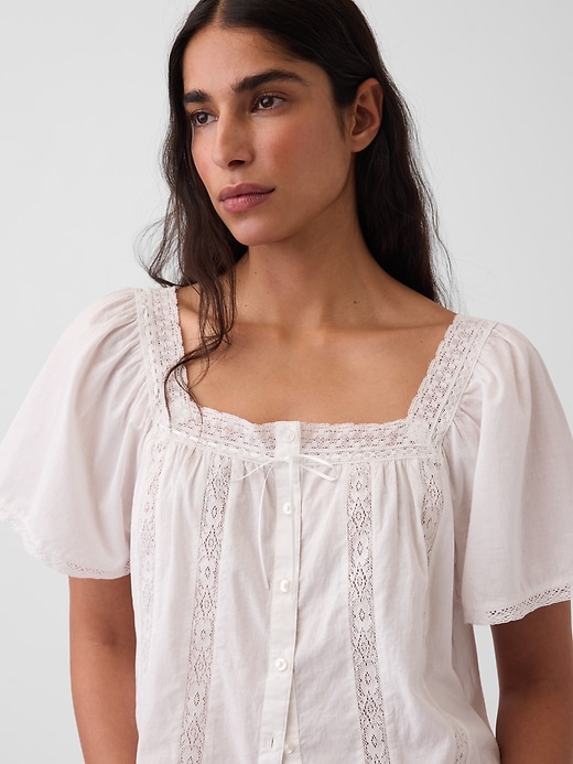 Image number 4 showing, Lace-Trim Square-Neck Swing Top