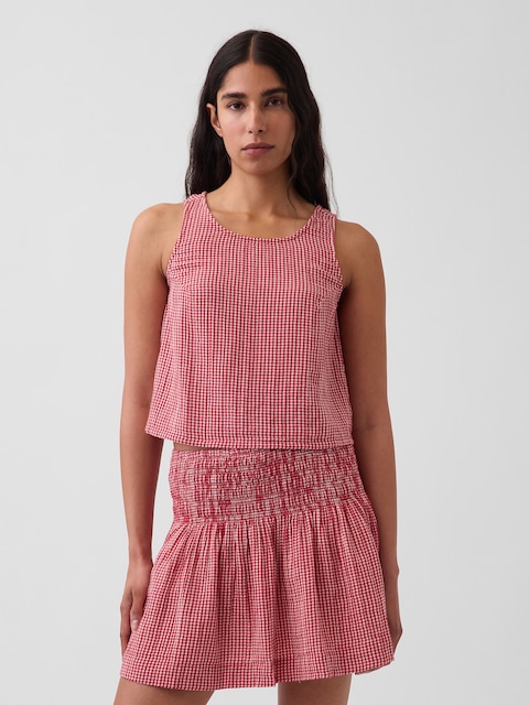 Cotton Gauze Racer Shell Tank Top