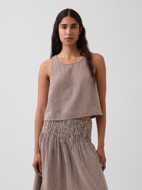 Cotton Gauze Racer Shell Tank Top