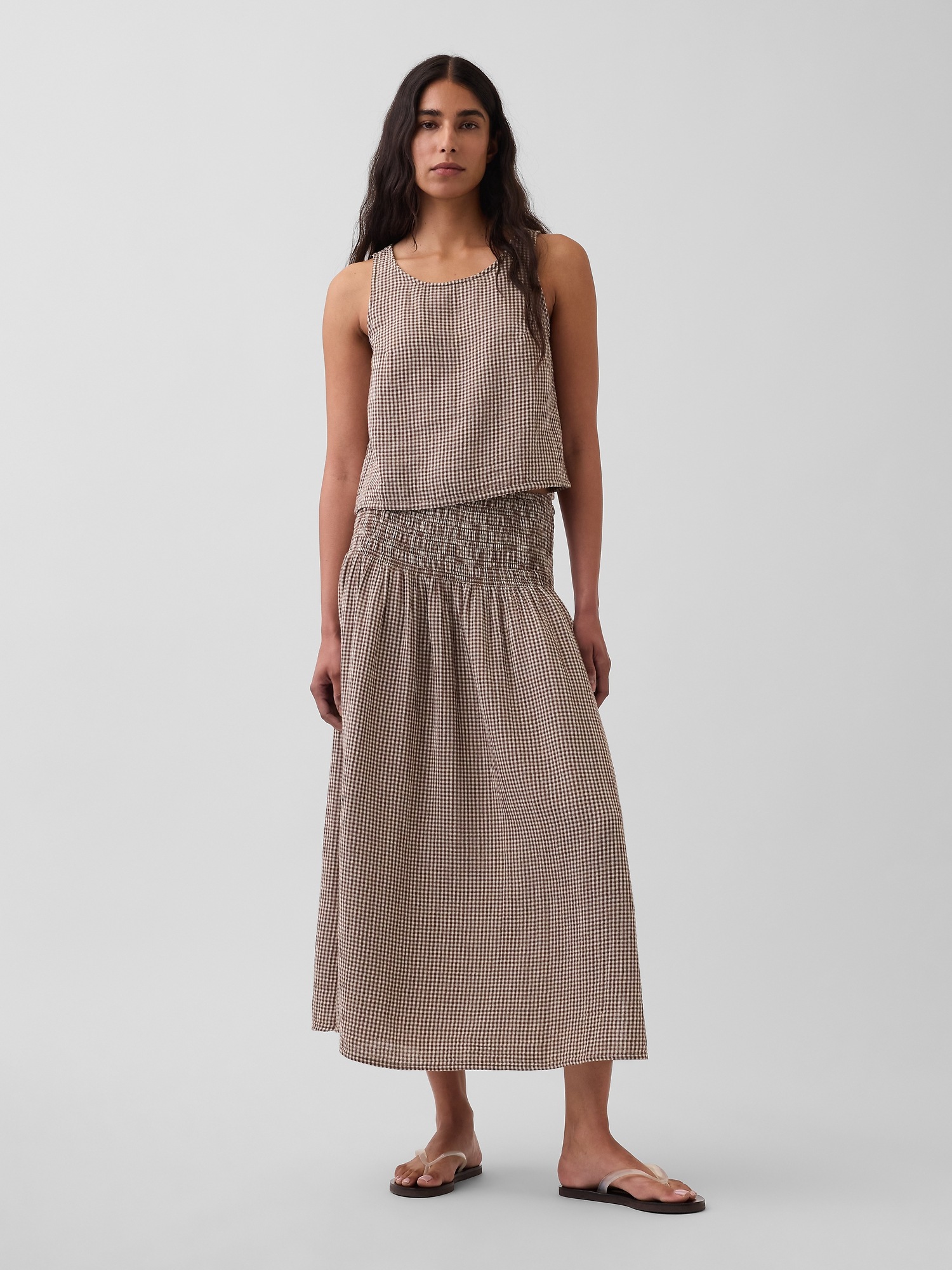 Gap Cotton Gauze Smocked-Waist Maxi Skirt