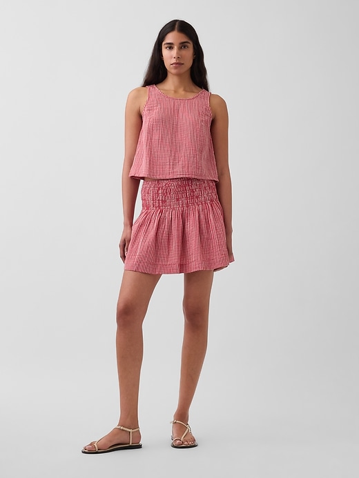 Image number 1 showing, Cotton Gauze Smocked Waist Mini Skort