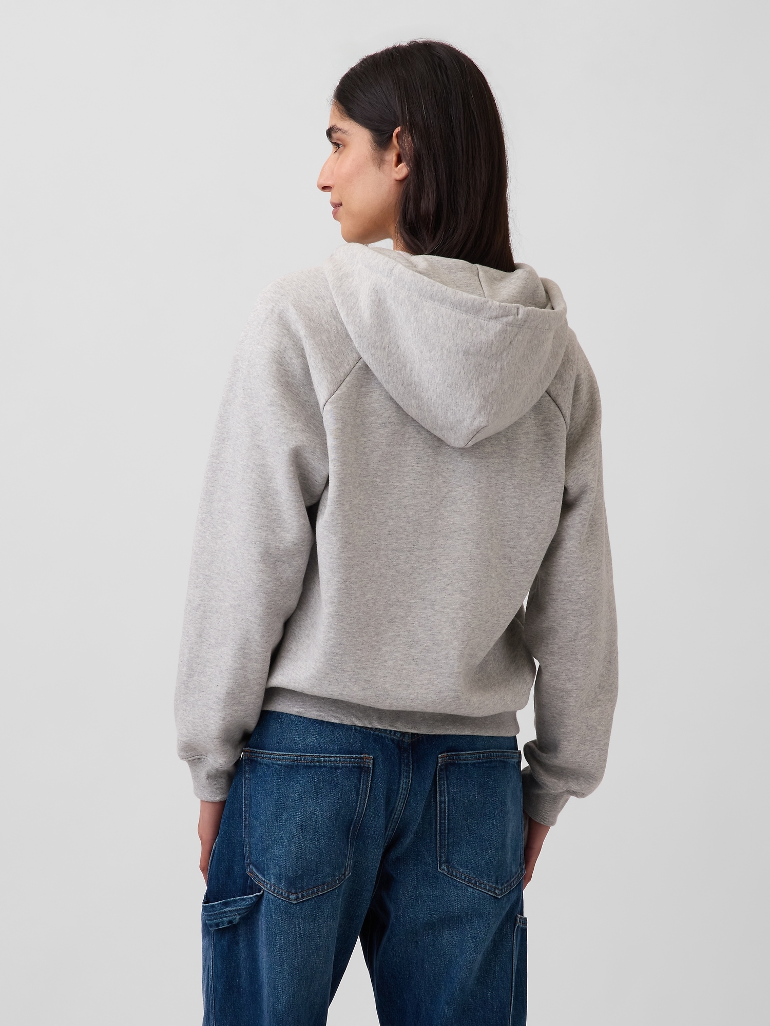 Женское худи Gap VintageSoft Zip, цвет: Меланжевый серый — фото 3