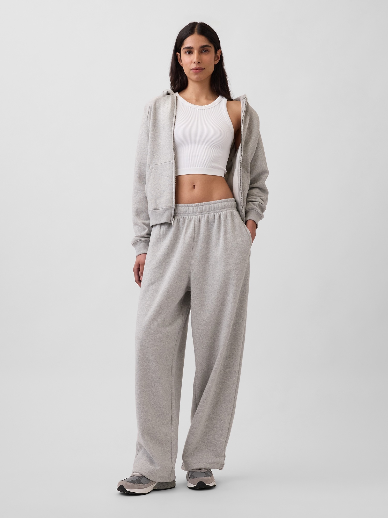 Женское худи Gap VintageSoft Zip, цвет: Меланжевый серый — фото 5