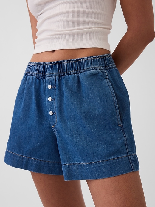 Image number 6 showing, Mid Rise UltraSoft Denim Boxer Shorts