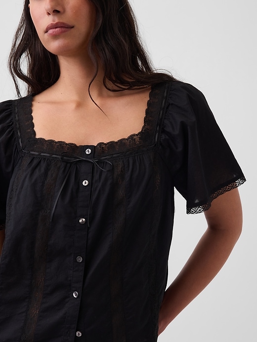 Image number 4 showing, Lace-Trim Square-Neck Swing Top