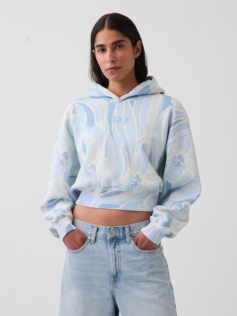 VintageSoft Crop Logo Hoodie