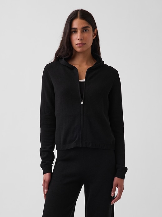 Image number 1 showing, 100% Cotton Relaxed Zip Sweater Hoodie