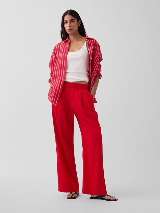 Image number 1 showing, 365 High Rise Linen-Blend Trousers