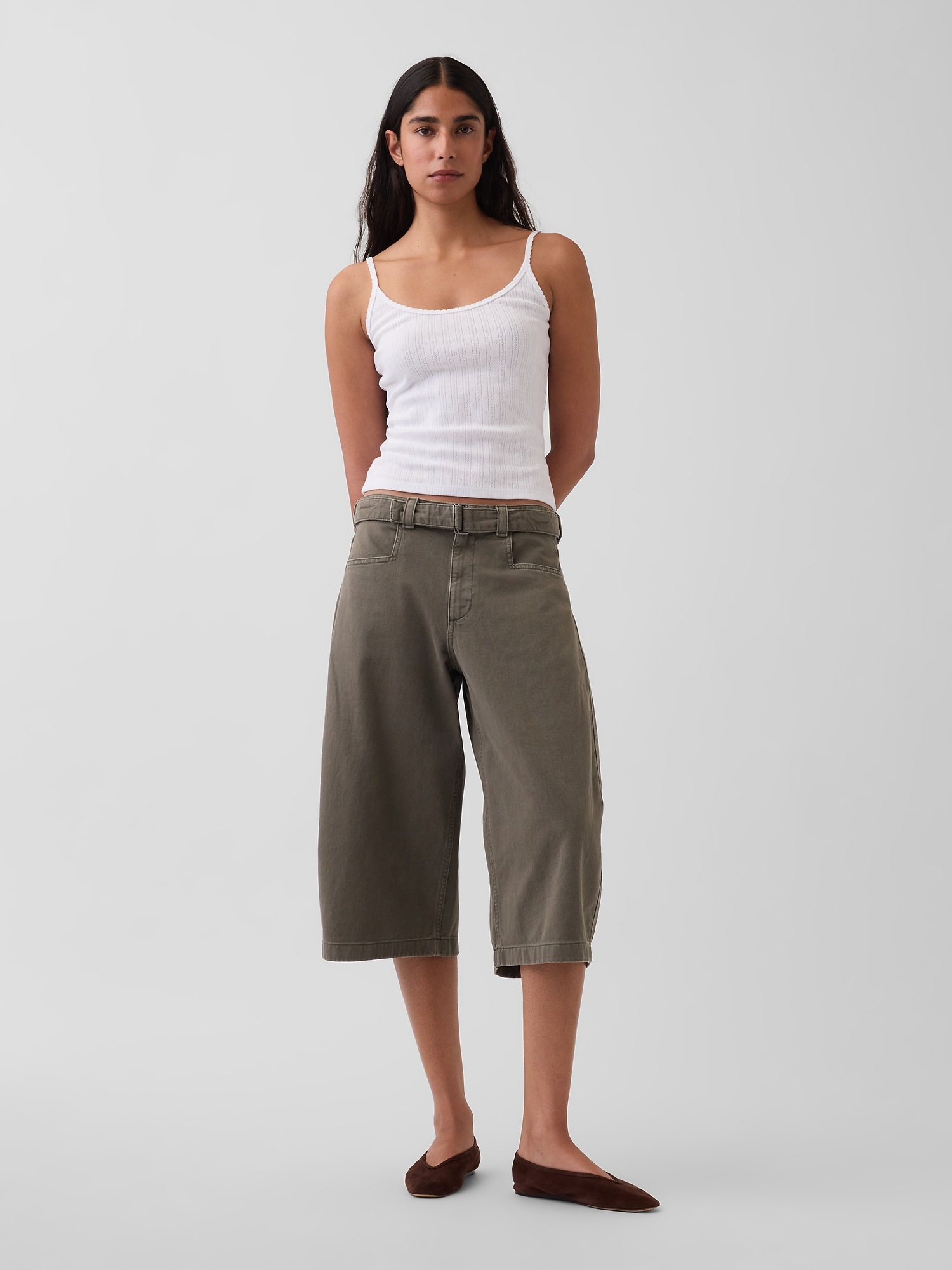 Женские брюки Gap Mid Rise Belted Culotte Barrel Pants