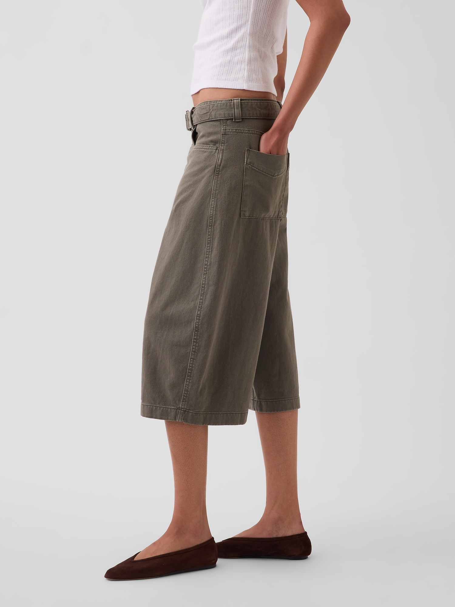 Женские брюки Gap Mid Rise Belted Culotte Barrel Pants — фото 3