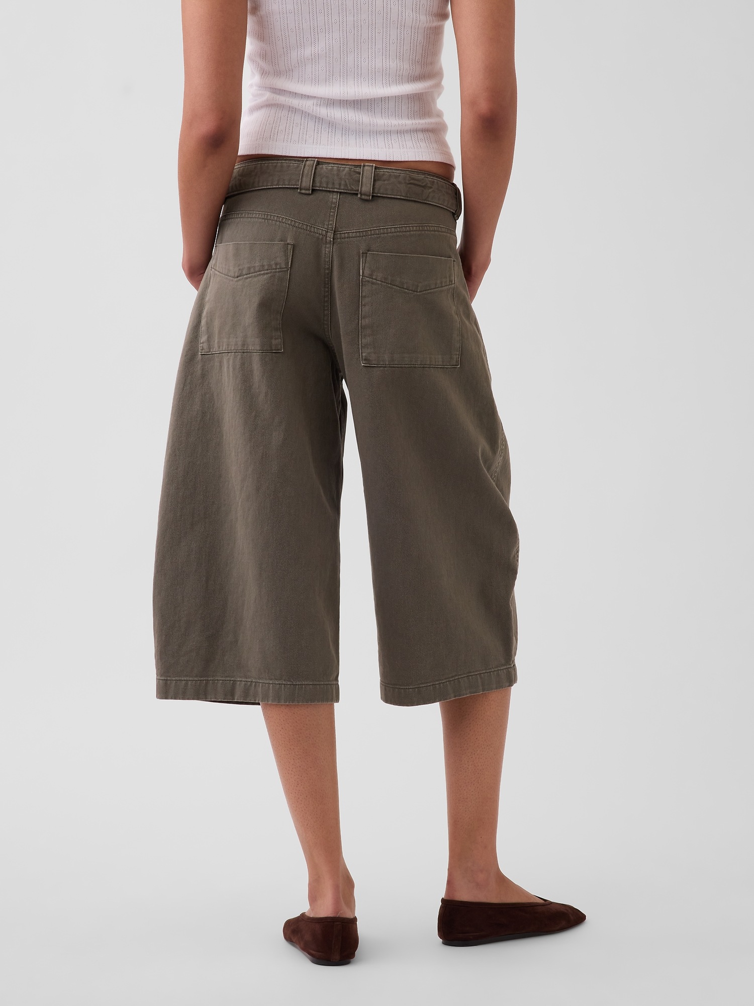 Женские брюки Gap Mid Rise Belted Culotte Barrel Pants — фото 4