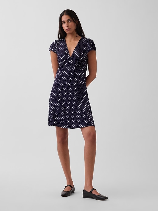 Image number 1 showing, V-Neck Print Mini Dress