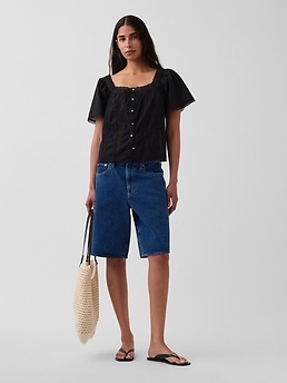 Женские топы Gap Lace-Trim Square-Neck Swing Top — фото 4