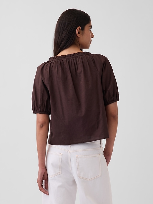 Image number 3 showing, Elbow-Sleeve Crop Pintuck Top