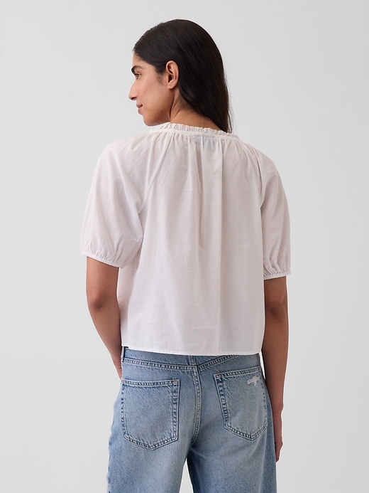 Image number 3 showing, Elbow-Sleeve Crop Pintuck Top